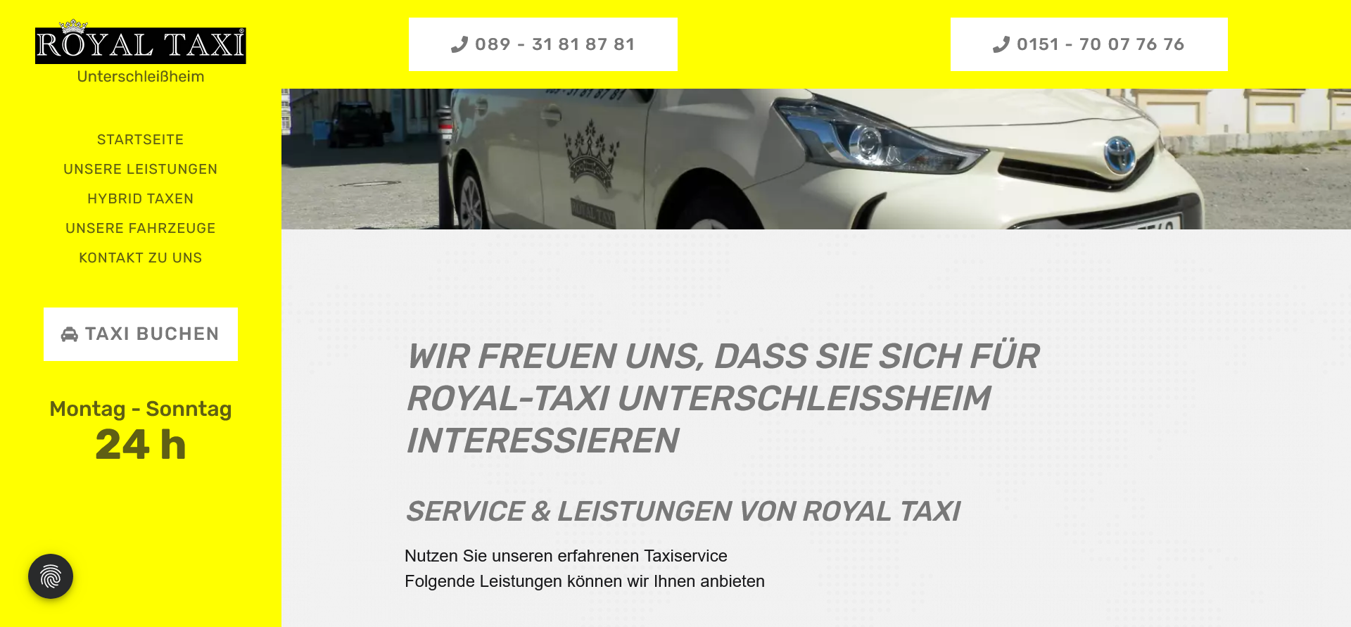 Website Royal Taxi Unterschleissheim